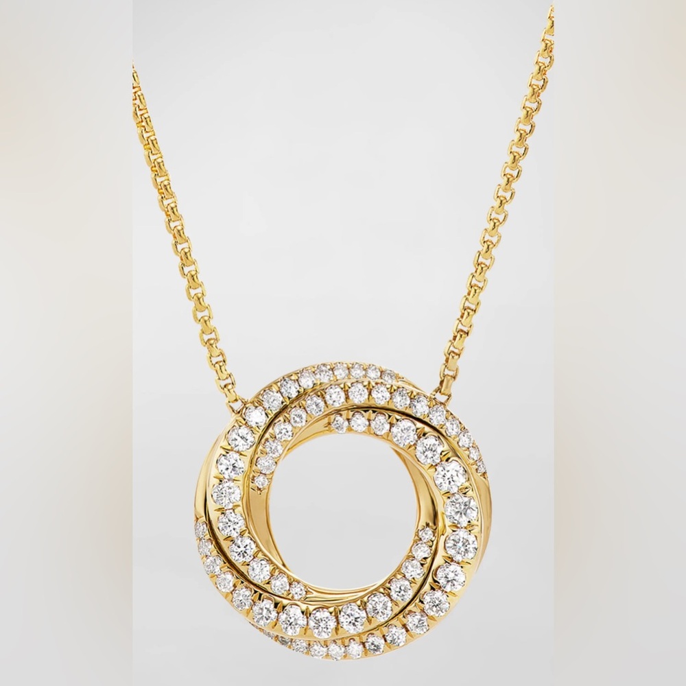 David Yurman Petite Pavé Crossover Pendant Necklace
18K Yellow Gold